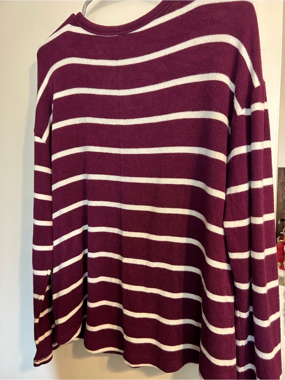Sonoma Women's Crewneck Sweater - Burgundy and White Stripes